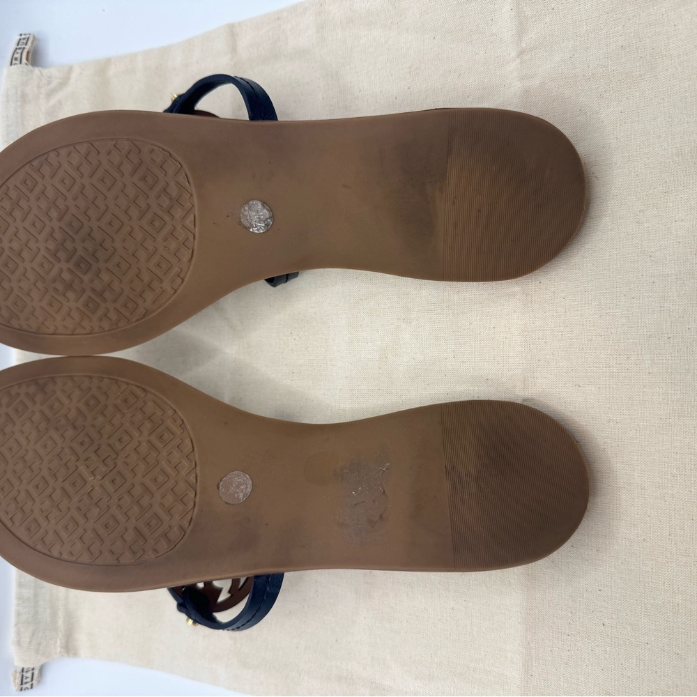 Tory Burch Mini Miller Sandal Navy Blue and Brown Size 7.5 - Picture 5 of 6